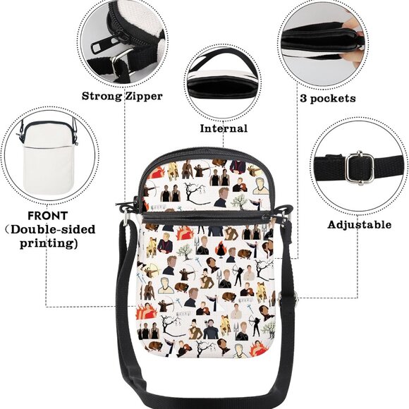 Trendy Game-Inspired Crossbody Bag with Water-Resistant Canvas and 3 Pockets - Picture 4 of 8